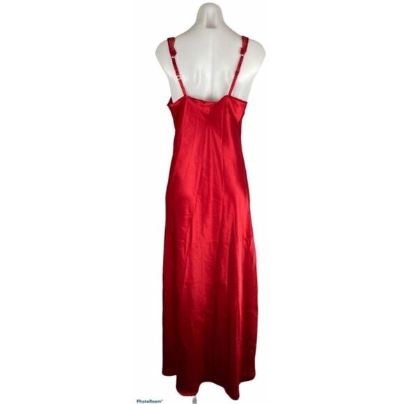 Vintage 90’s Victoria’s Secret long red slip chemise with lace detail - Picture 5 of 6